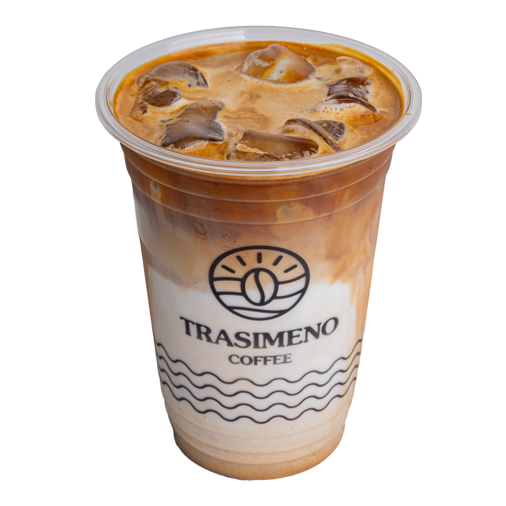 Iced Coffee Latte (M, Regular, Full-Fat Milk, Syrup Hazelnut 20ml, Sugar-Free Hazelnut 10ml)