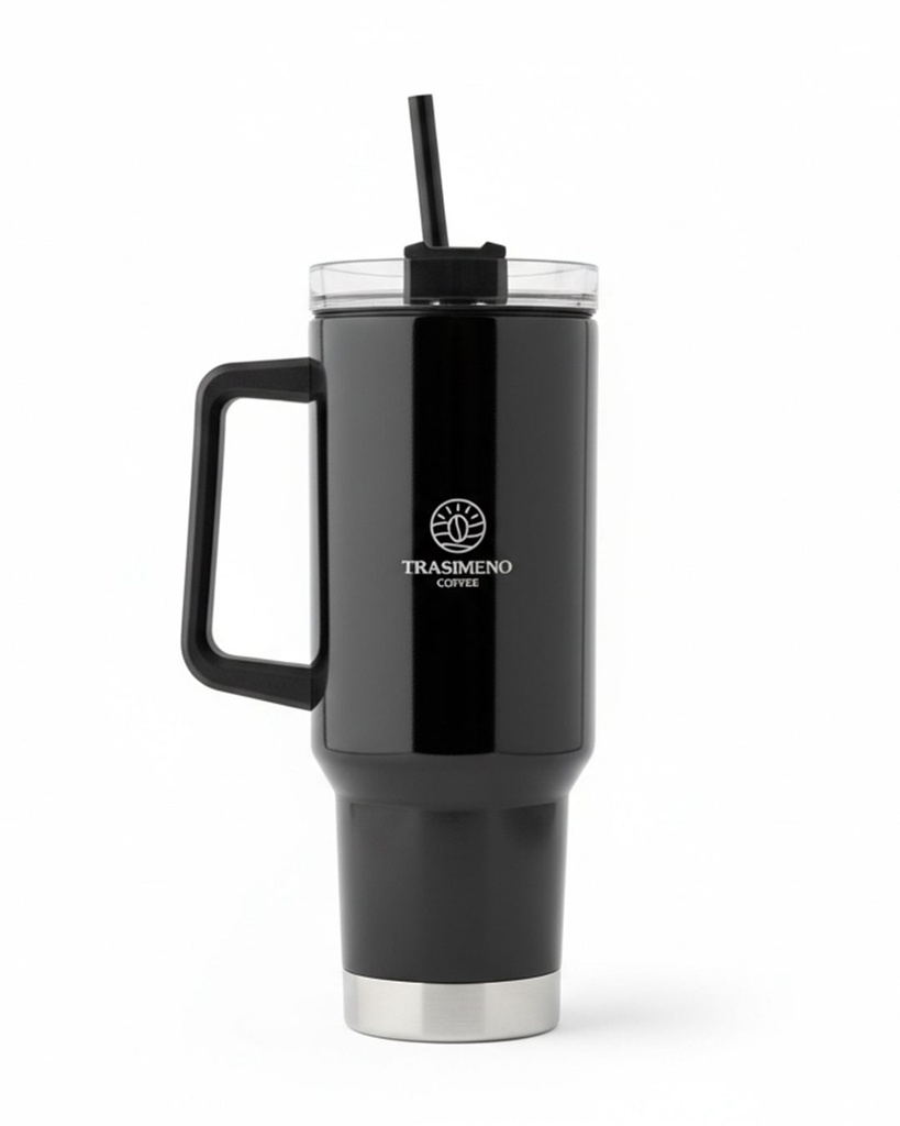 black thermal cup with straw 1150 ml